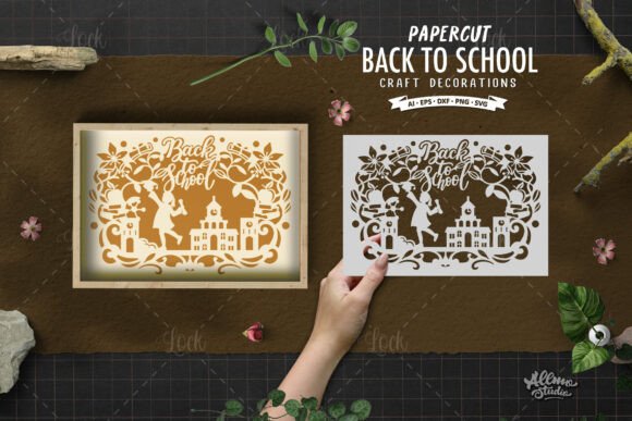 Intricate School Scene SVG Paper Cut: Graphics & Crafts for Branding