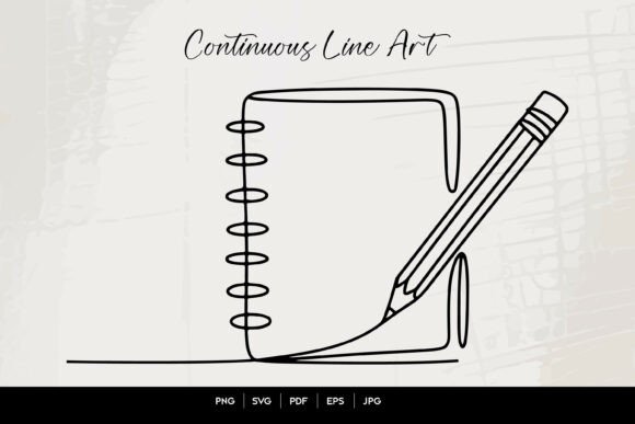 Notebook Pencil One Line Art SVG: Graphics and Crafts