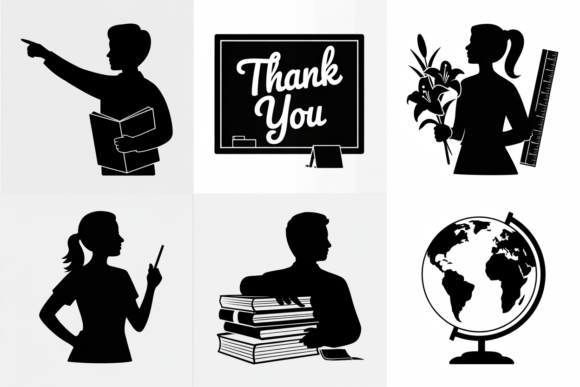 Teacher Silhouette SVG Bundle