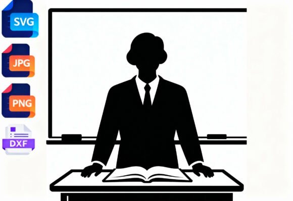 Teacher Silhouette SVG Classroom Book