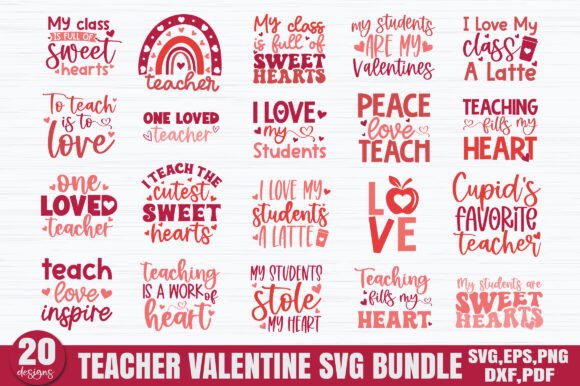Teacher Valentine SVG Bundle, Graphics and Crafts